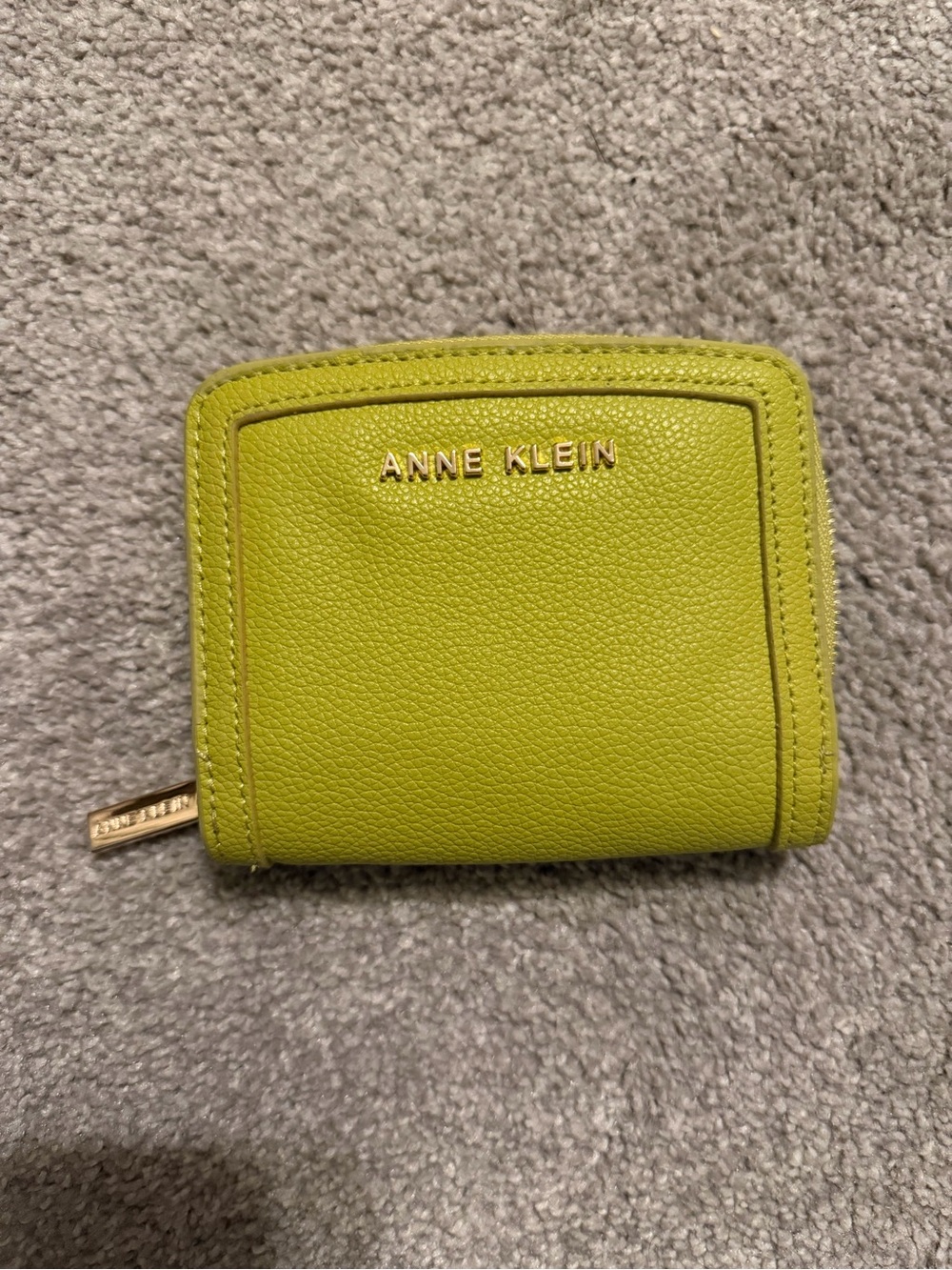 Anne Klein Lime Green Compact Zip Card Wallet